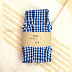 J. Crew NEW Gingham/Checkered Blue and White Boxers Size XS